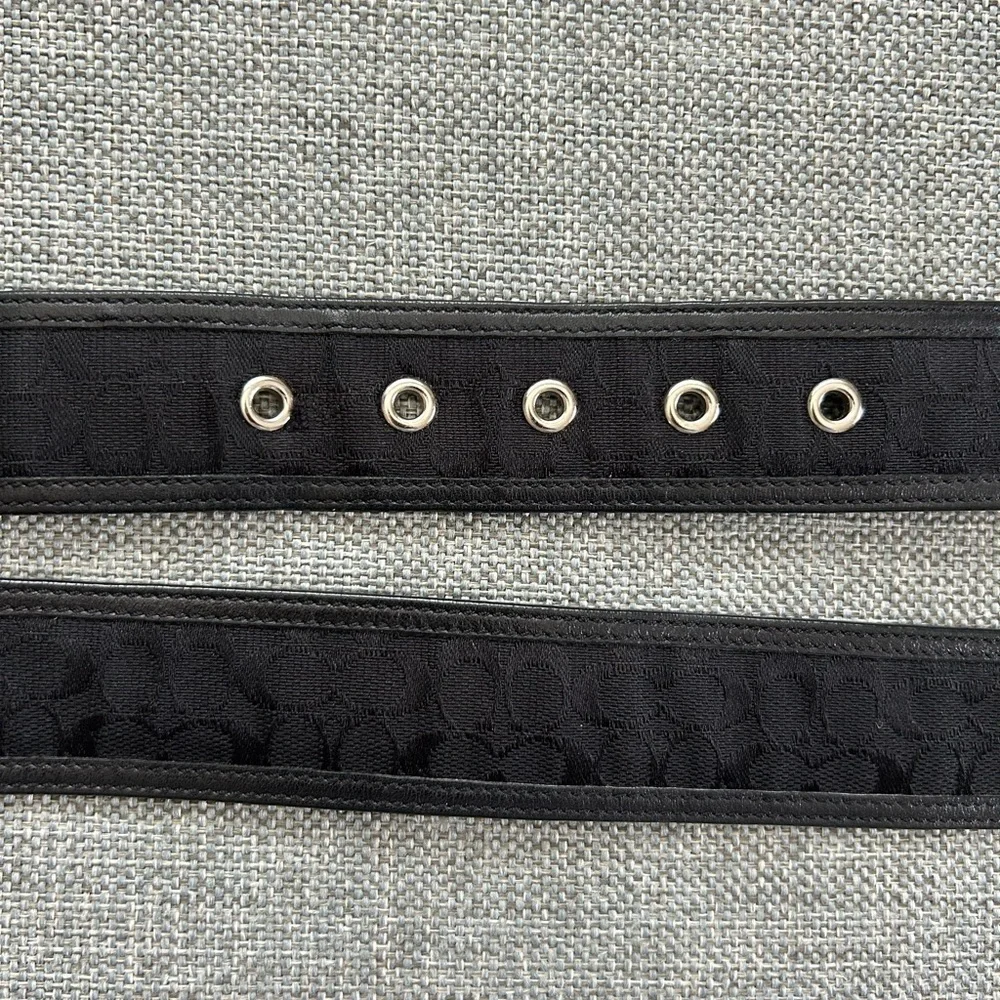 Coach C Black Canvas Leather Belt Size Small